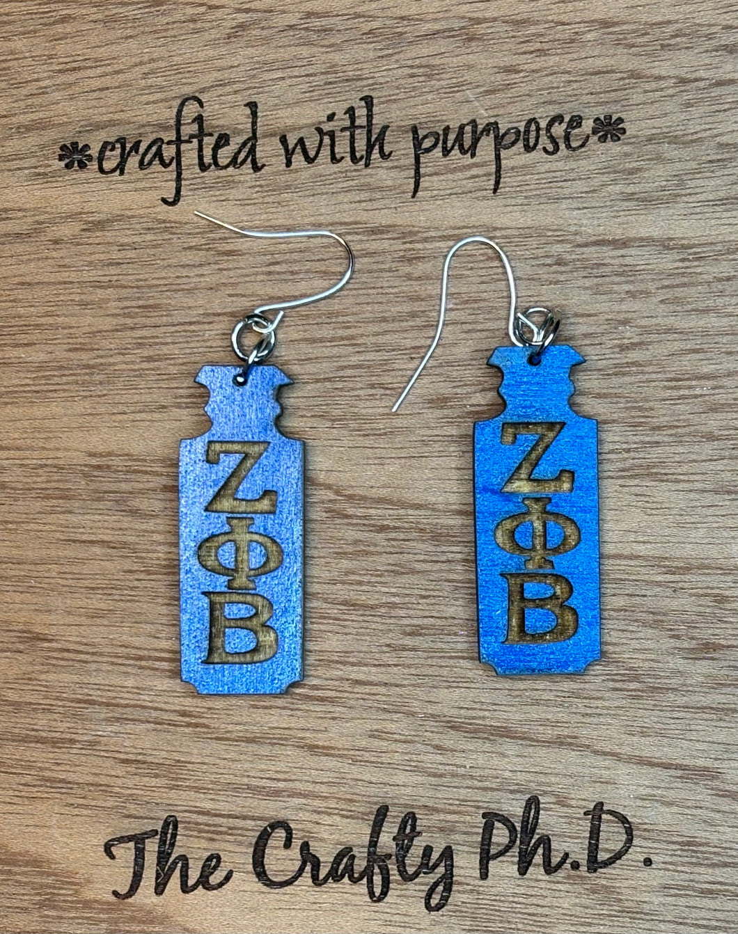 Zeta Phi Beta Paddle Earrings
