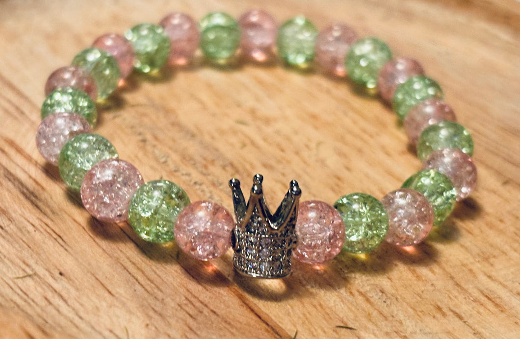 Pink and Green Crown Bracelet