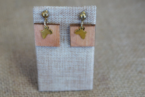 Golden Africa Square stud earrings