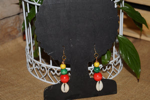 Cowrie three beaded earrings