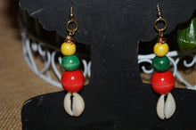 Cowrie three beaded earrings