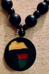 Engraved Africa Beaded Necklace