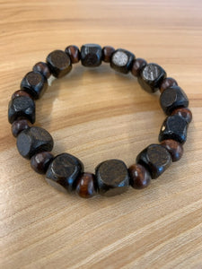 Square Dark Chocolate wooden bead bracelet