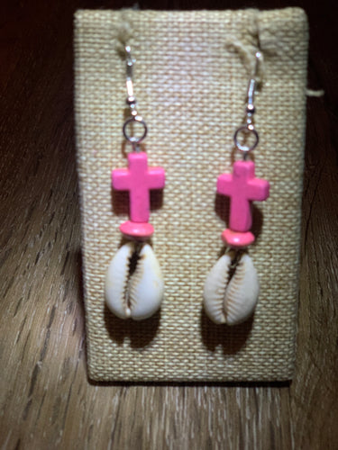 Cowrie earrings cross