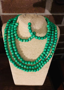 Triple Layer Necklace with Matching Earrings